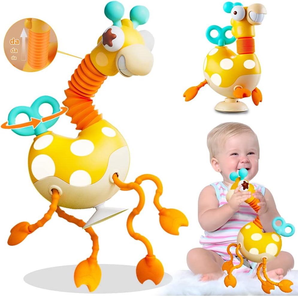 Montessori Silicone Sensory Giraffe Toy for Babies | Fun Interactive Giraffe with Bright Colors, Sensory Elements, and Flexible Design for Fine Motor Skills Development