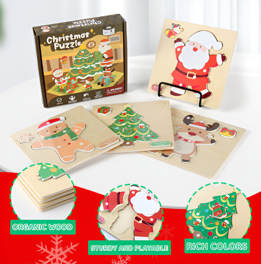 Montessori Wooden Christmas Puzzles